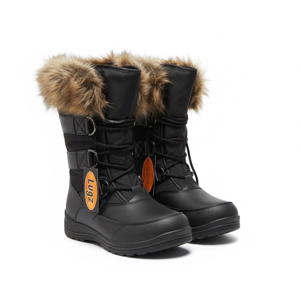 Lugz Black Snow Boots with Tundra Fur Trim